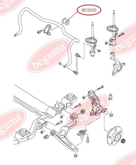 BCGUMA - BC0233 - (Ø 22mm) Втулка внутр. стабілізатора перед. VW T5 1.9TDI-3.2 04.03-
