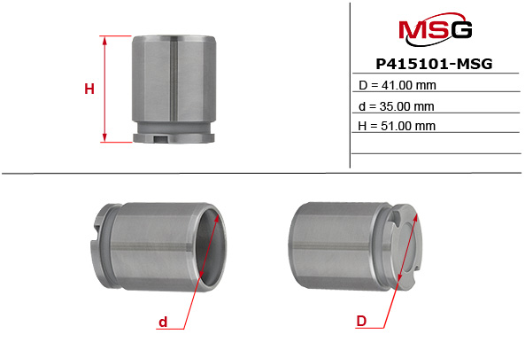 MSG - P415101-MSG - Поршень гальм.супорта зад. VW T5 03- /Audi A3 1.8 T Quattro 04- /Skoda Octavia/Golf V MSG - P415101-MSG - Поршень гальм.супорта зад. VW T5 03- /Audi A3 1.8 T Quattro 04- /Skoda Octavia/Golf V