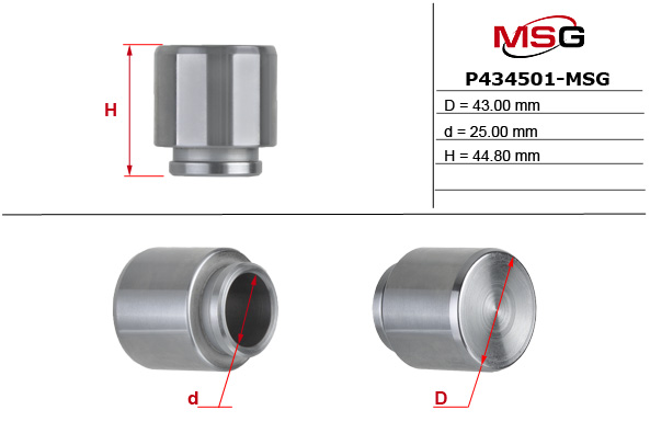 MSG - P434501-MSG - (Ø43mm) Поршень гальмівного супорта перед. Mitsubishi Outlander II 07- MSG - P434501-MSG - (Ø43mm) Поршень гальмівного супорта перед. Mitsubishi Outlander II 07-