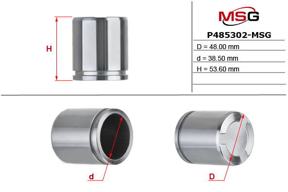 MSG - P485302-MSG - Поршень гальм. супорта передн. (Lucas 48x54) Audi 100, 80 /Dacia Logan 04- /LandRover Discovery 98- , Range Rover 94- /Peugeot Expert 07- /Renault Clio 90- , Megane 96-03