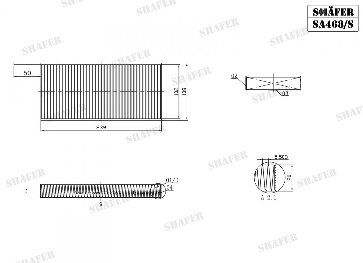 SHAFER - SA468/S - (2шт) Фільтр салону Renault Kangoo II 1.5/1.6 08- SHAFER - SA468/S - (2шт) Фільтр салону Renault Kangoo II 1.5/1.6 08-