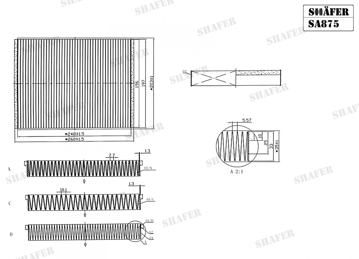 SHAFER - SA875 - Фільтр салону Ford Focus III, Kuga II, Transit Connect 10- SHAFER - SA875 - Фільтр салону Ford Focus III, Kuga II, Transit Connect 10-