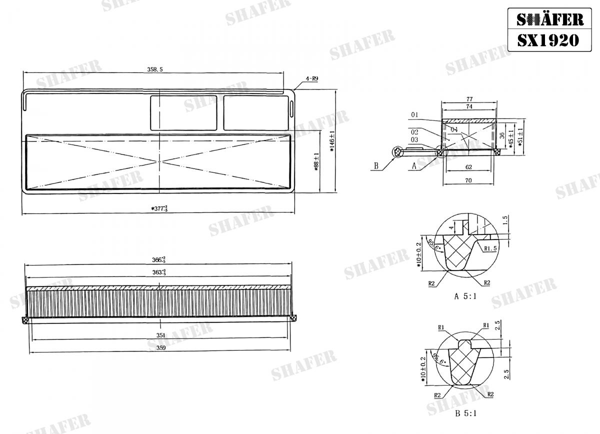 SHAFER - SX1920 - Фiльтр повiтряний Fiat Doblo 1.3 Multijett 05- SHAFER - SX1920 - Фiльтр повiтряний Fiat Doblo 1.3 Multijett 05-